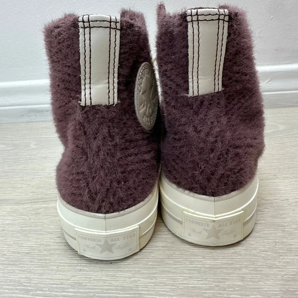 Converse Chuck 70 Hi Cozy Utility Womens 9 Burgundy Fuzzy Sneakers A01339C‎
